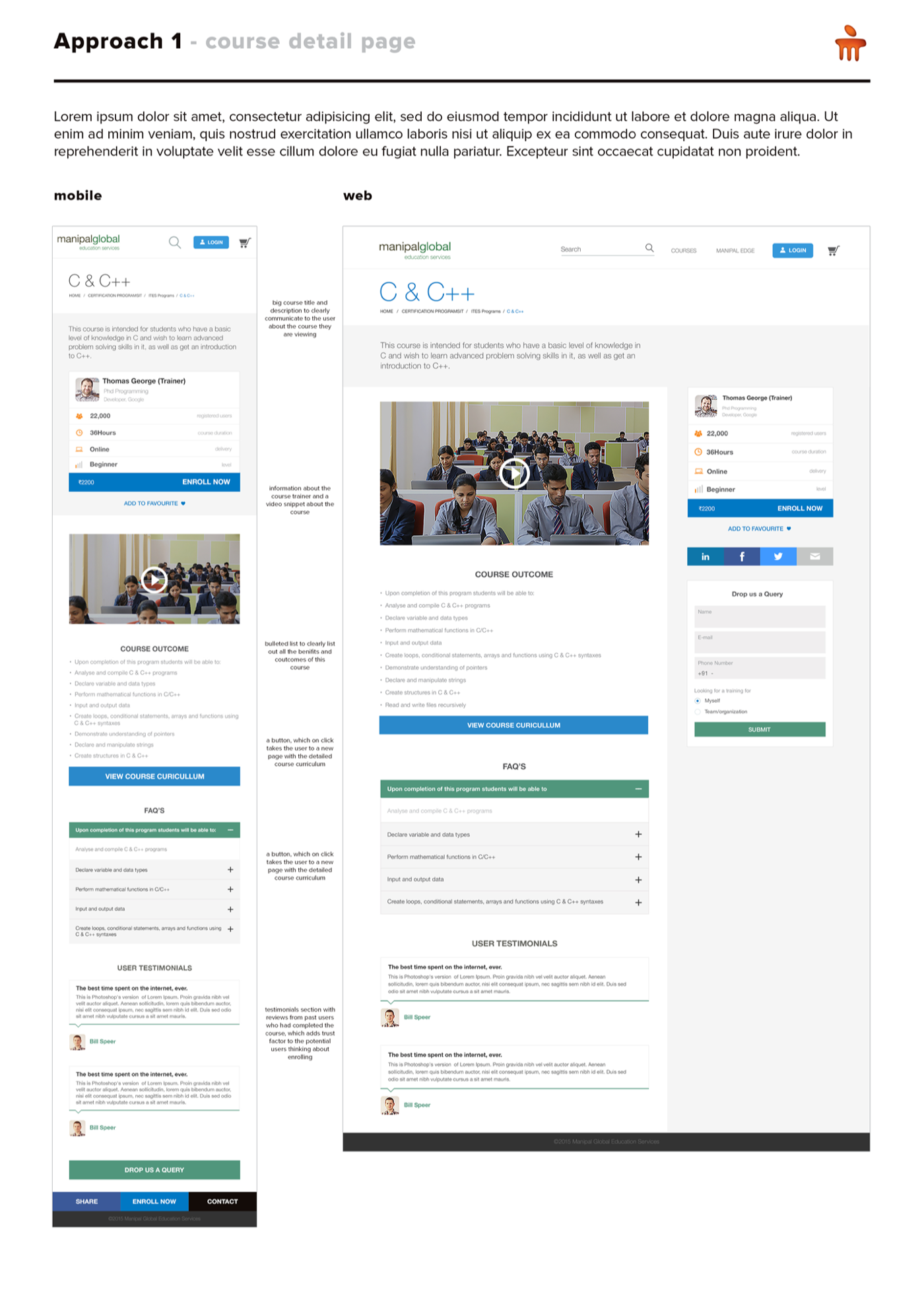manipal University redesign Website design UI ux research bangalore India Education portal online learning