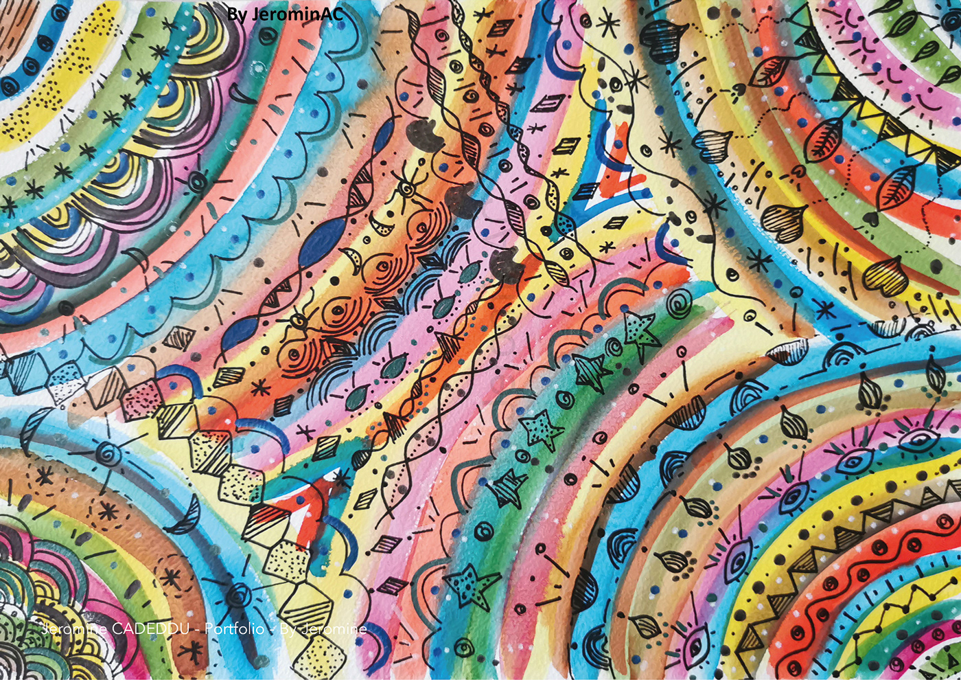 peinture couleurs shapes geometric pattern circle rainbow mix Positive summer art