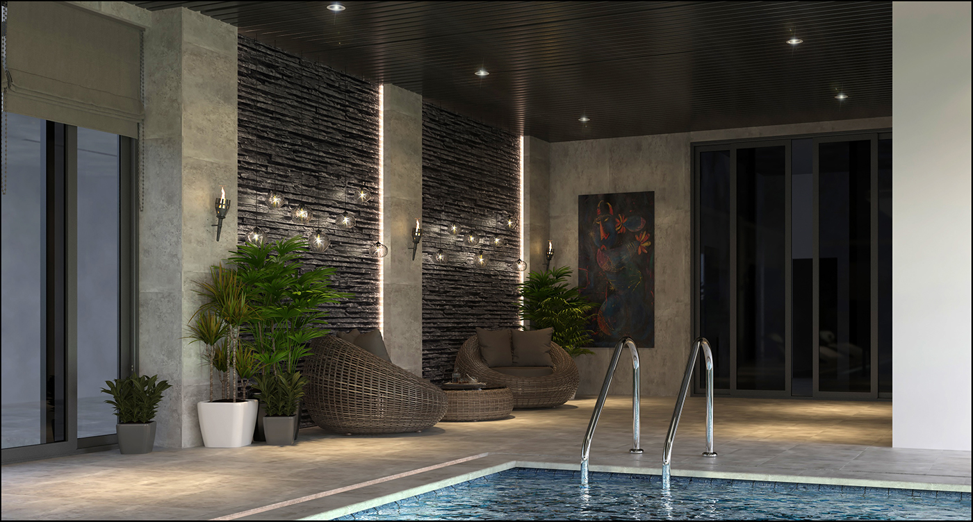 Interior modern Pool bedroom luxury
