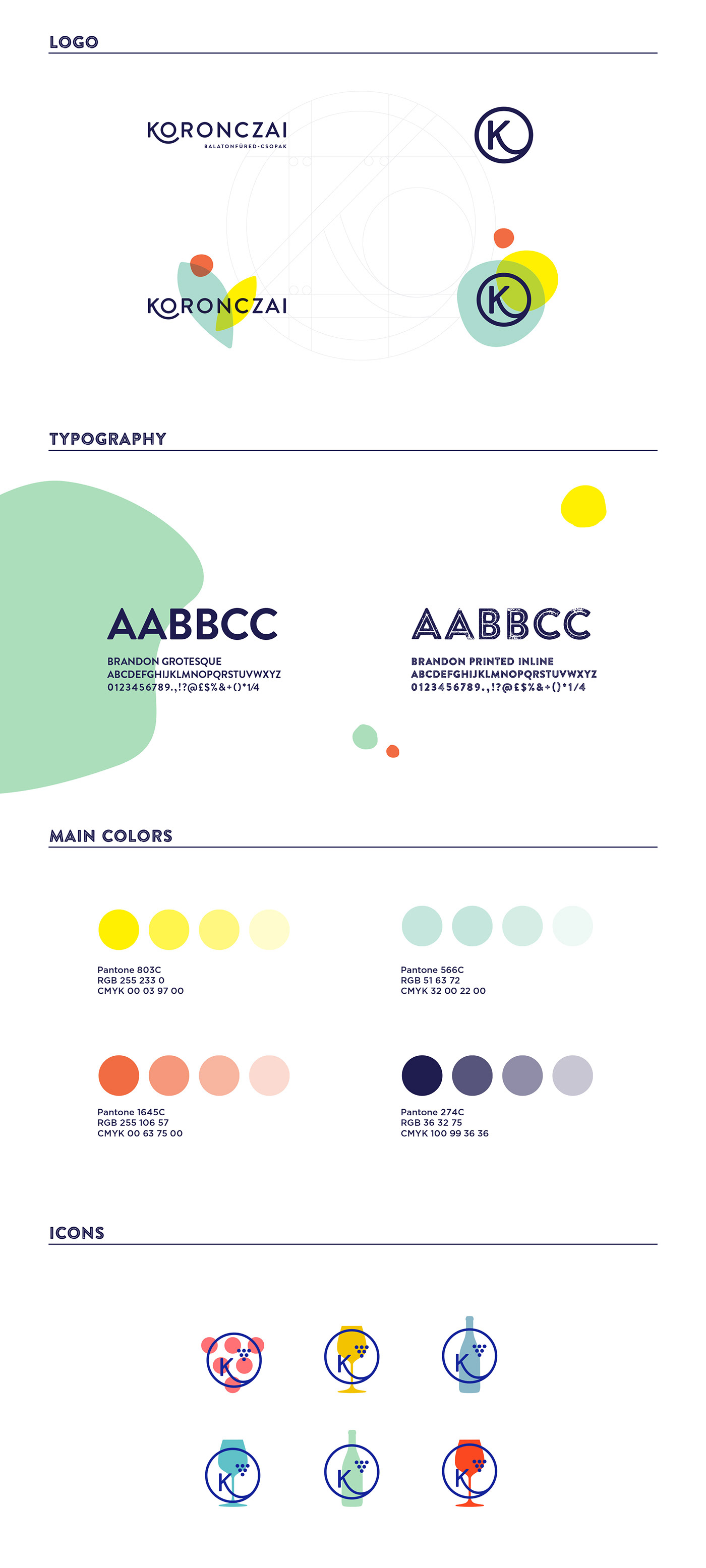 a straightforward, cheerful identity design, using a vibrant color palette and playful patterns
