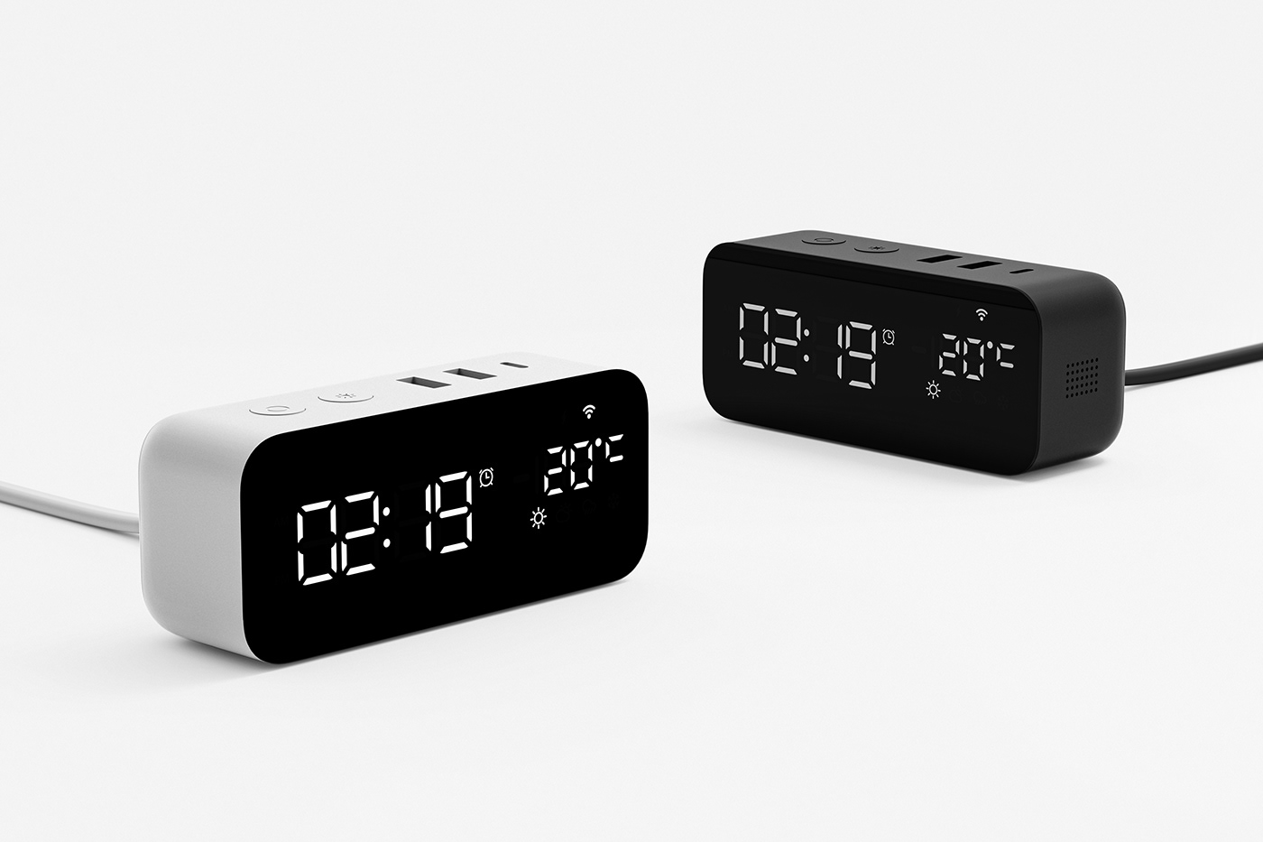 Alarm clock fast charger simple smart clock socket 3 in 1 function Smart Rubik's Cube Clock transparent material black and white
