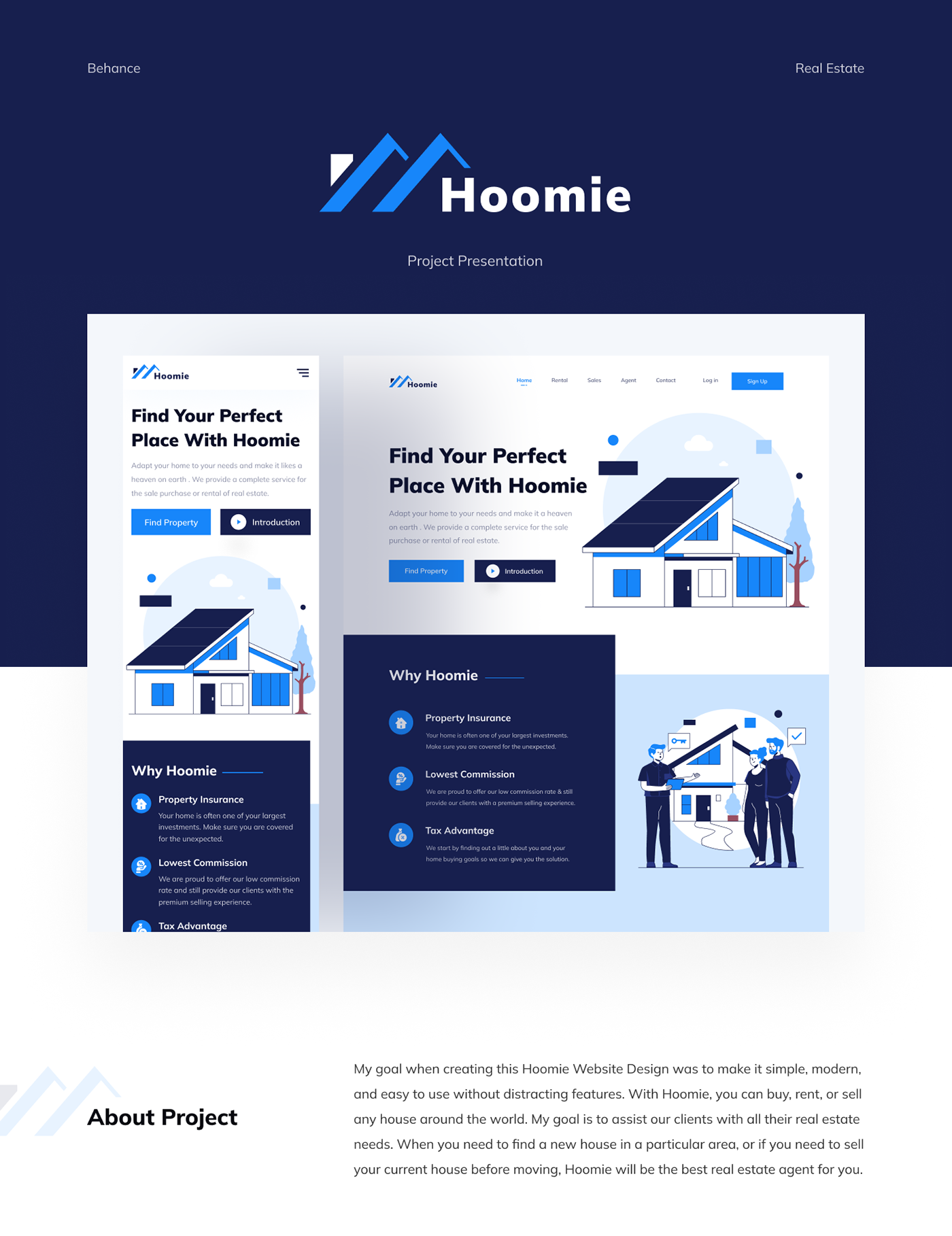 Figma Hoomie landing page property real estate realistic rental UI/UX Web Design  Website
