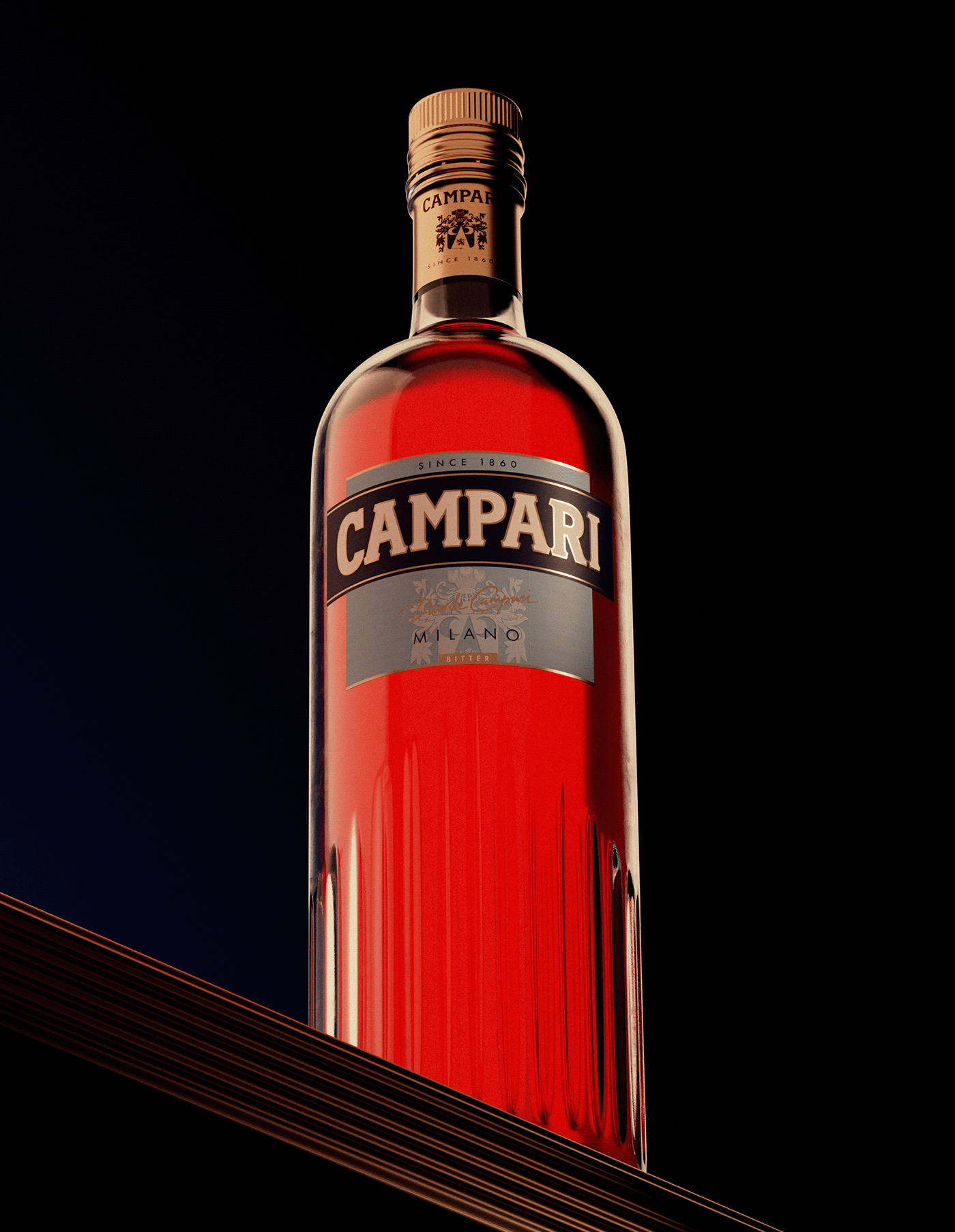 cocktail Campari alcohol bar bottle Packaging 3D Render CGI
