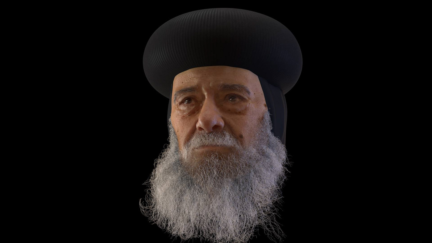pope shenouda Pope 3D model head Character skin modeling Maya Zbrush