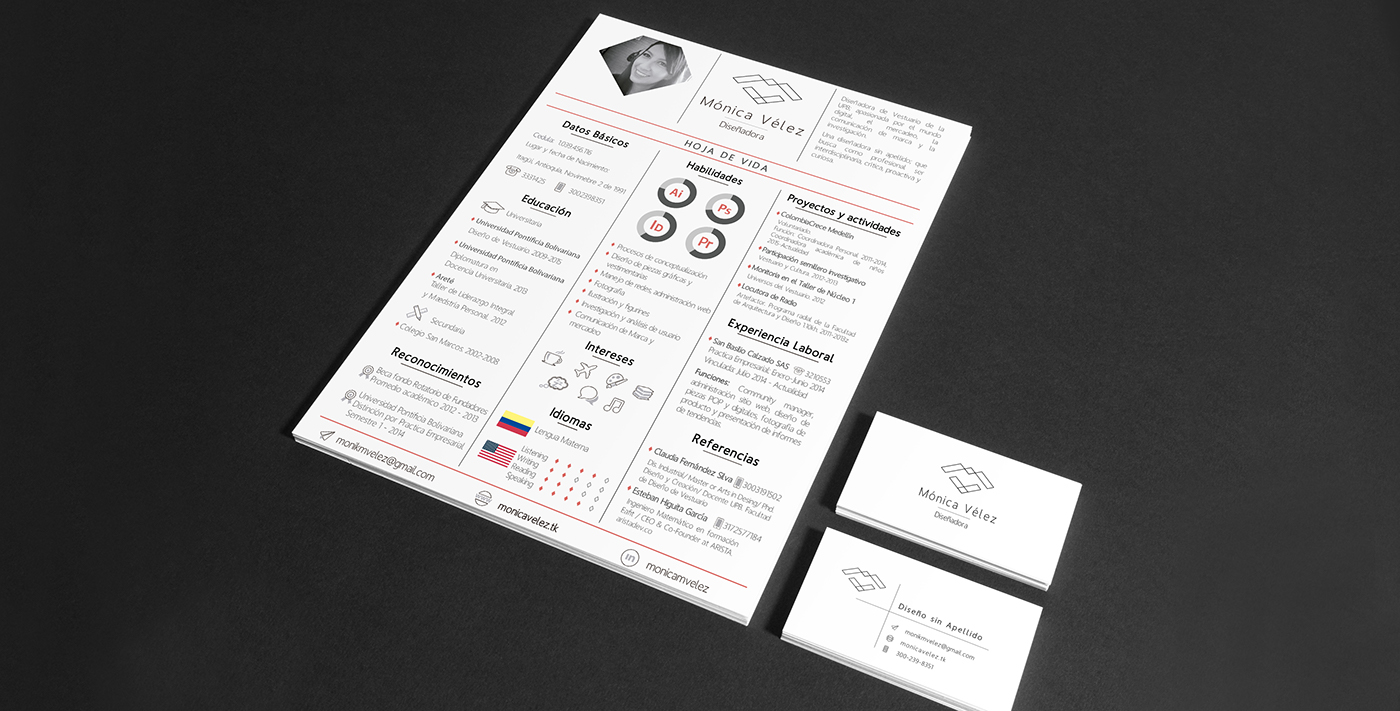 desing Curriculum Vitae hoja de vida diseño personal branding marca personal Tarjetas de Presentación Business Cards Clothing Desing colombia CV logo