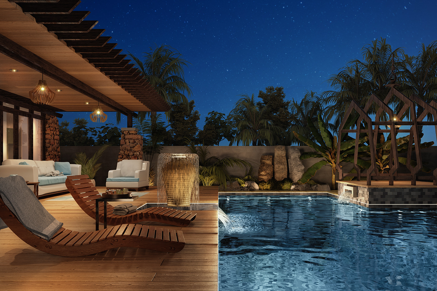 3ds max architecture archviz CGI corona exterior interior design  Render swimming pool visualization