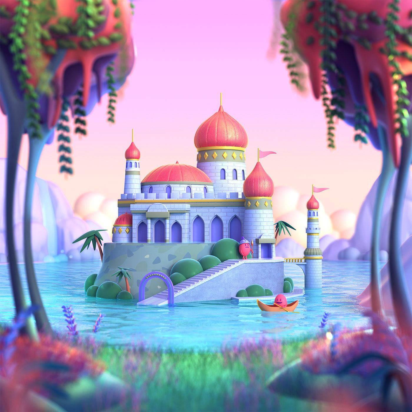 3D Character design  cinema 4d fantasy game Landscape