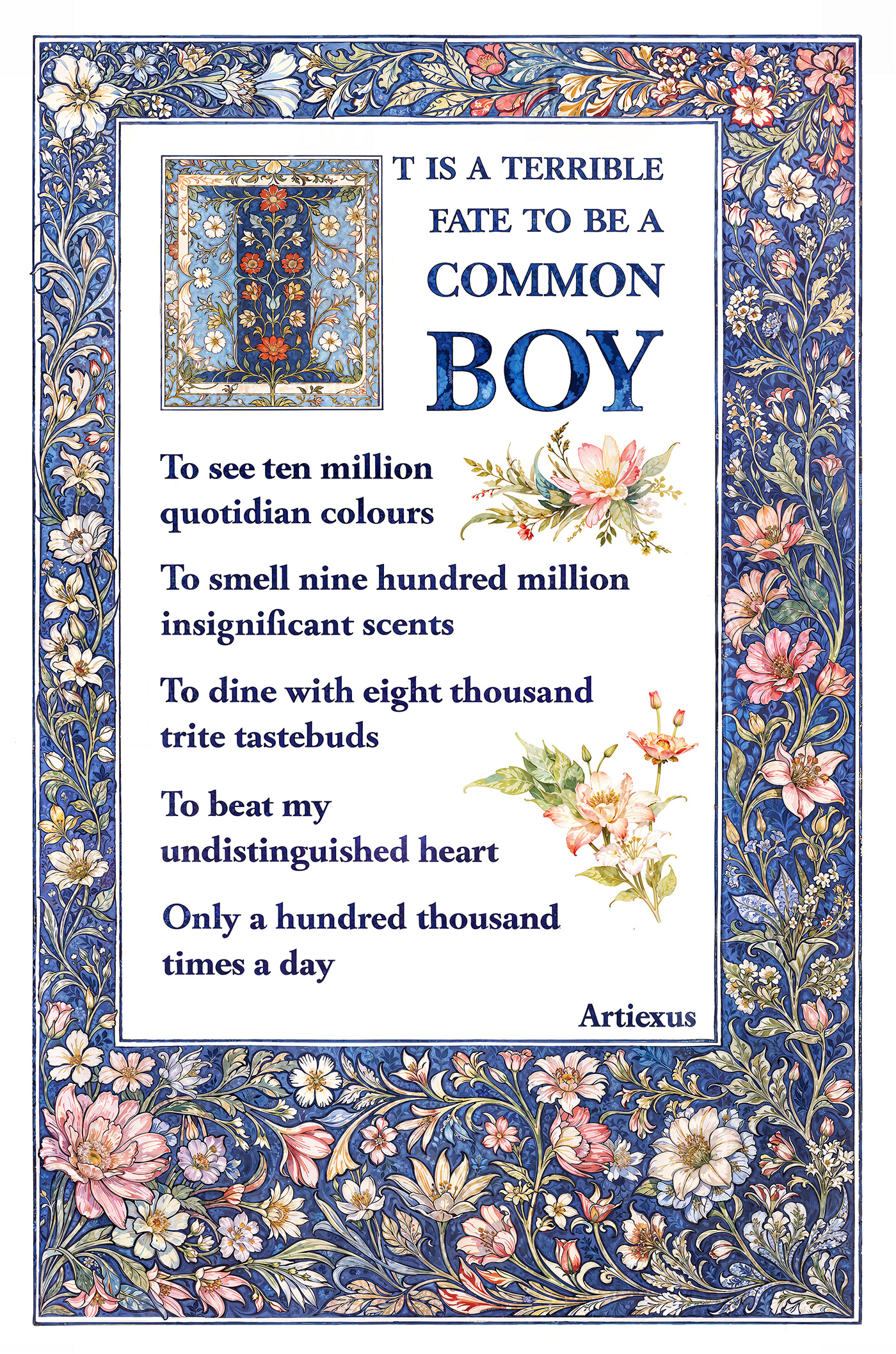Poetry  typography   graphic design  ILLUSTRATION  typesetting book design arts and crafts floral watercolor william morris
