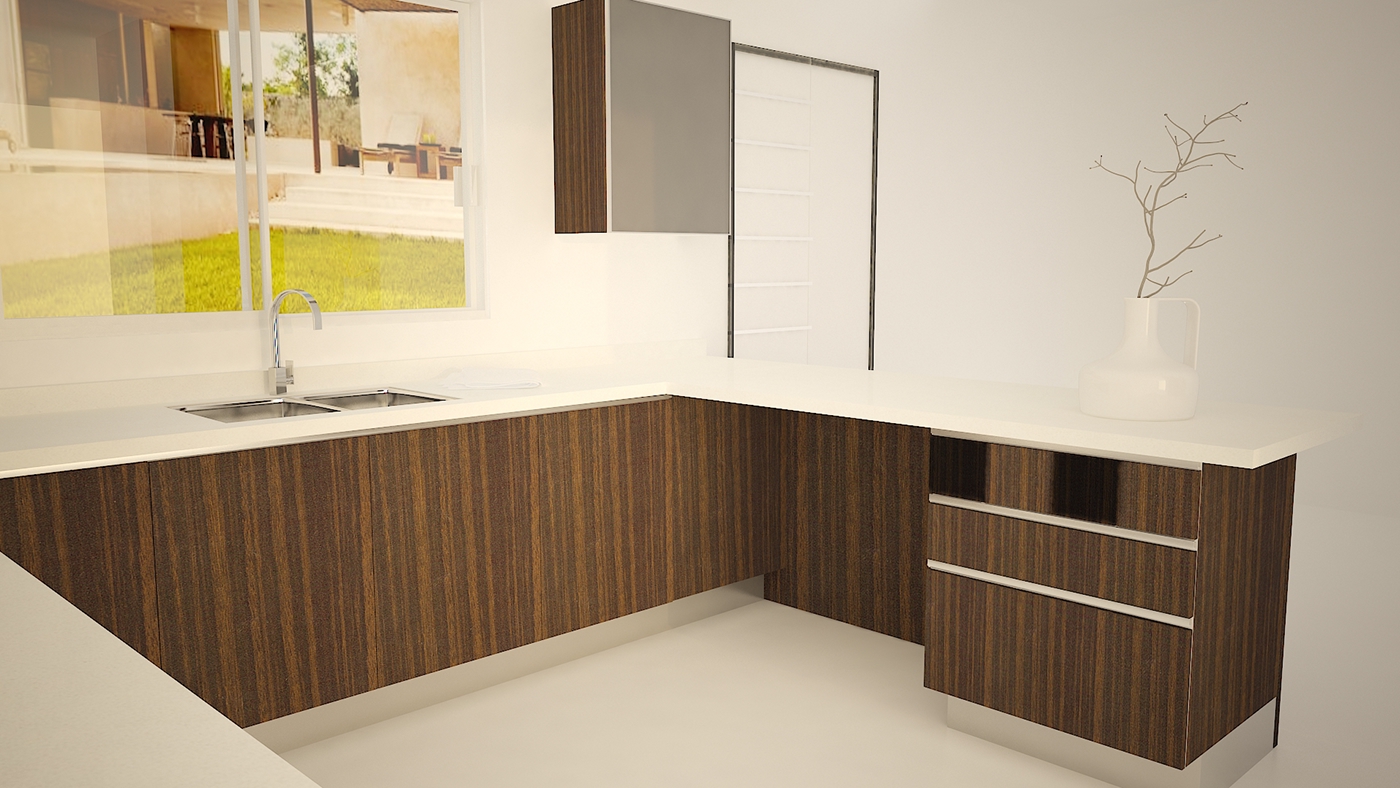 cocina kitchen gabinetes Cabinets worktops Render appliances mobiliario muebles furniture