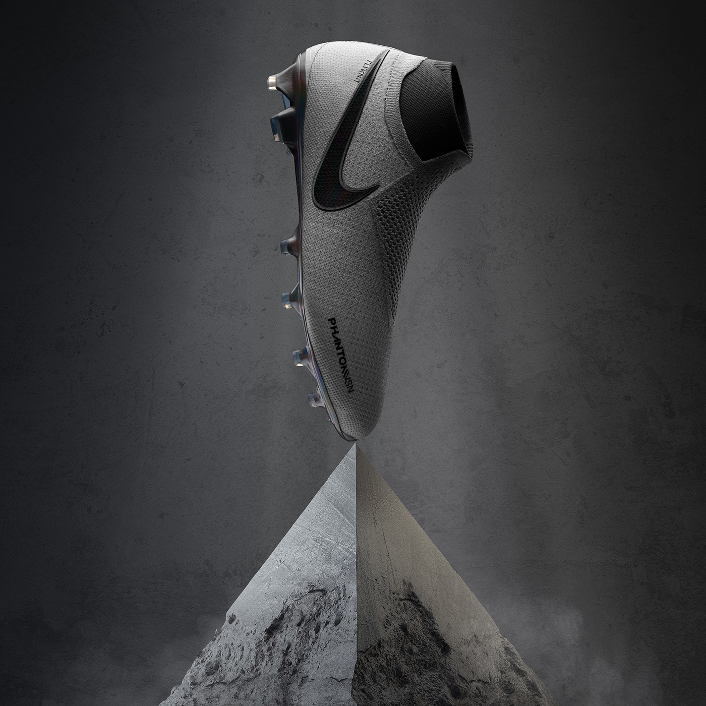 football soccer Nike product concrete stealth black Moody lighting sculpture