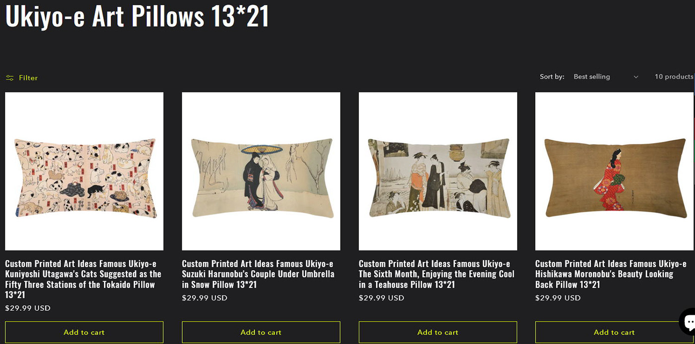Ukiyo-e Printing custom printed pillows Ukiyo-e Pillows