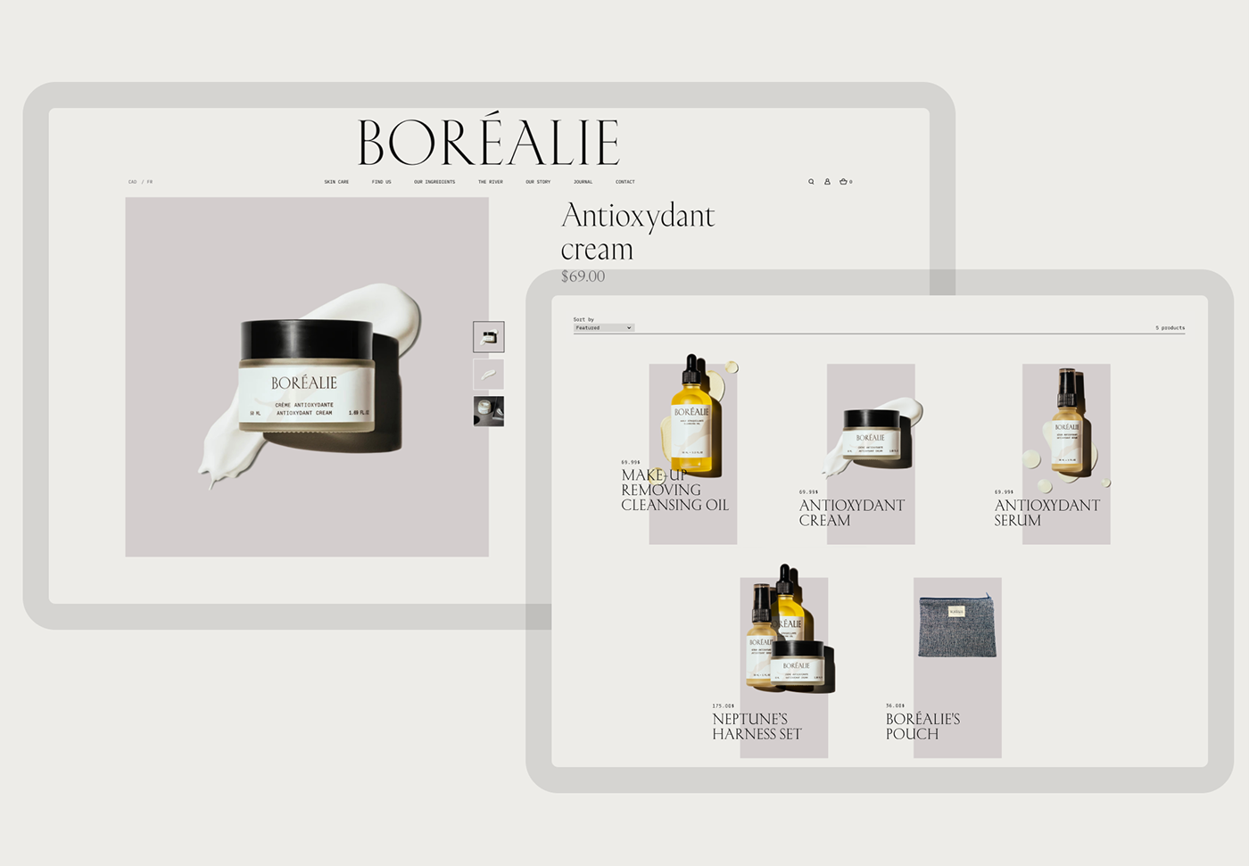 beauty boreal content creation cosmetics e-commerce natural st-laurent UI/UX