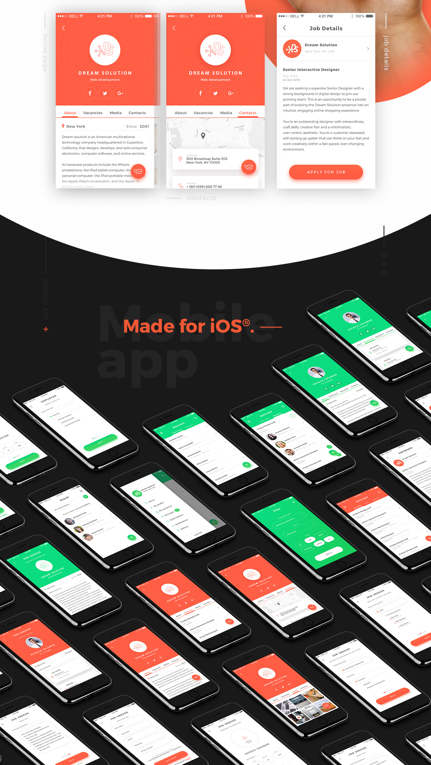 UI ios apple mobile app Recruiting flat ux app design application