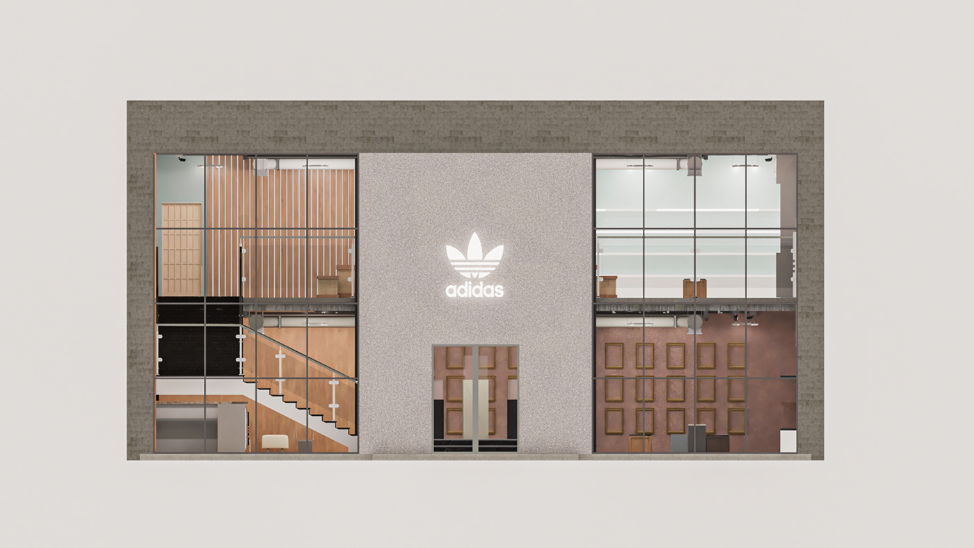 3D 3ds max adidas AutoCAD interior design  roof shoes sports vray wood