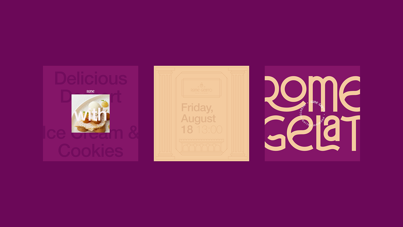 brand branding  graphic design  ice cream logo Logotype Packaging pattern purple Rome