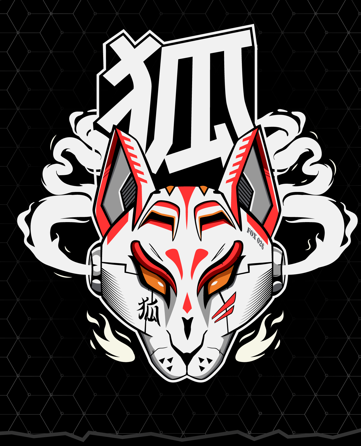 kitsune mask Japanese Cartoon Fox design futuristic spirit Kitsune FOX cyber punk Ninja Mask anime