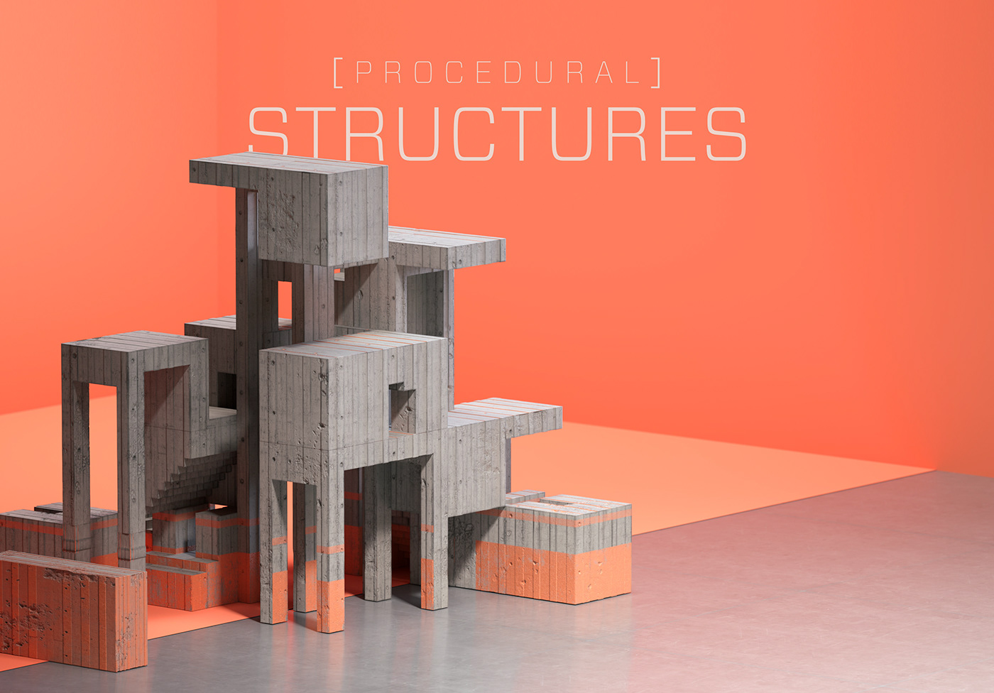 blocks Brutalism building concrete generative grid houdini Procedural sculptures