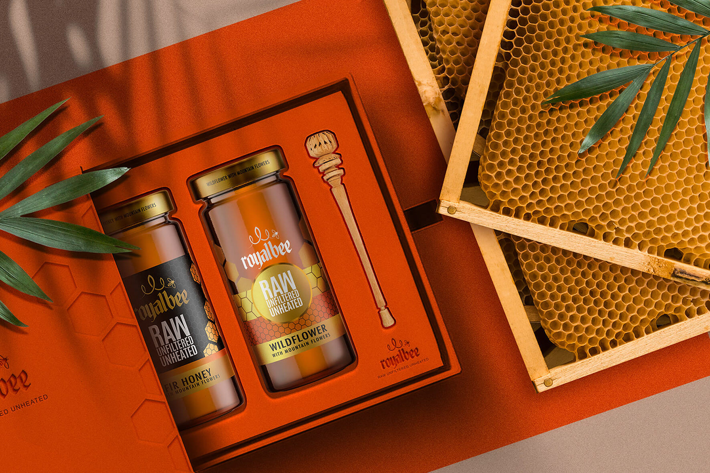 branding  Food  honey identity jar Label logo Mockup Packaging products