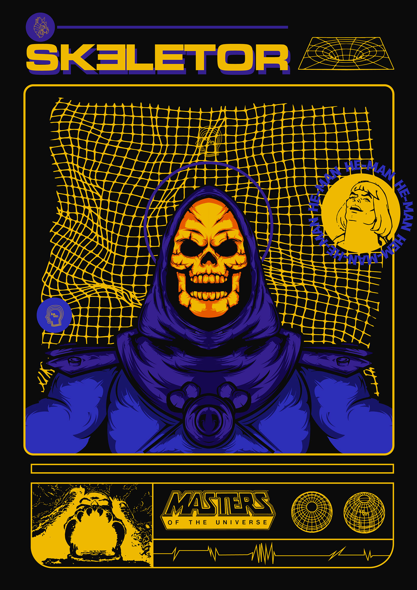 acidgraphics Cyberpunk flyer illustration art Munra posterdesign skeletor vaporwave vintage