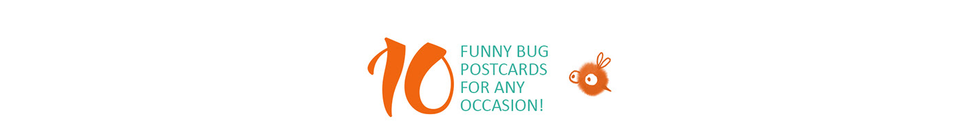 aquarelle bug funny happy postcard watercolor card Character lettering licensing