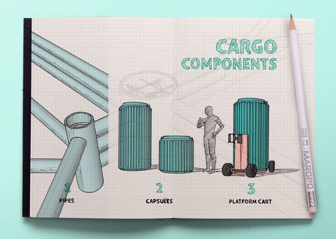 Cargo cart pipes Tubes forth transportation mobility Magnetic mars Logistics