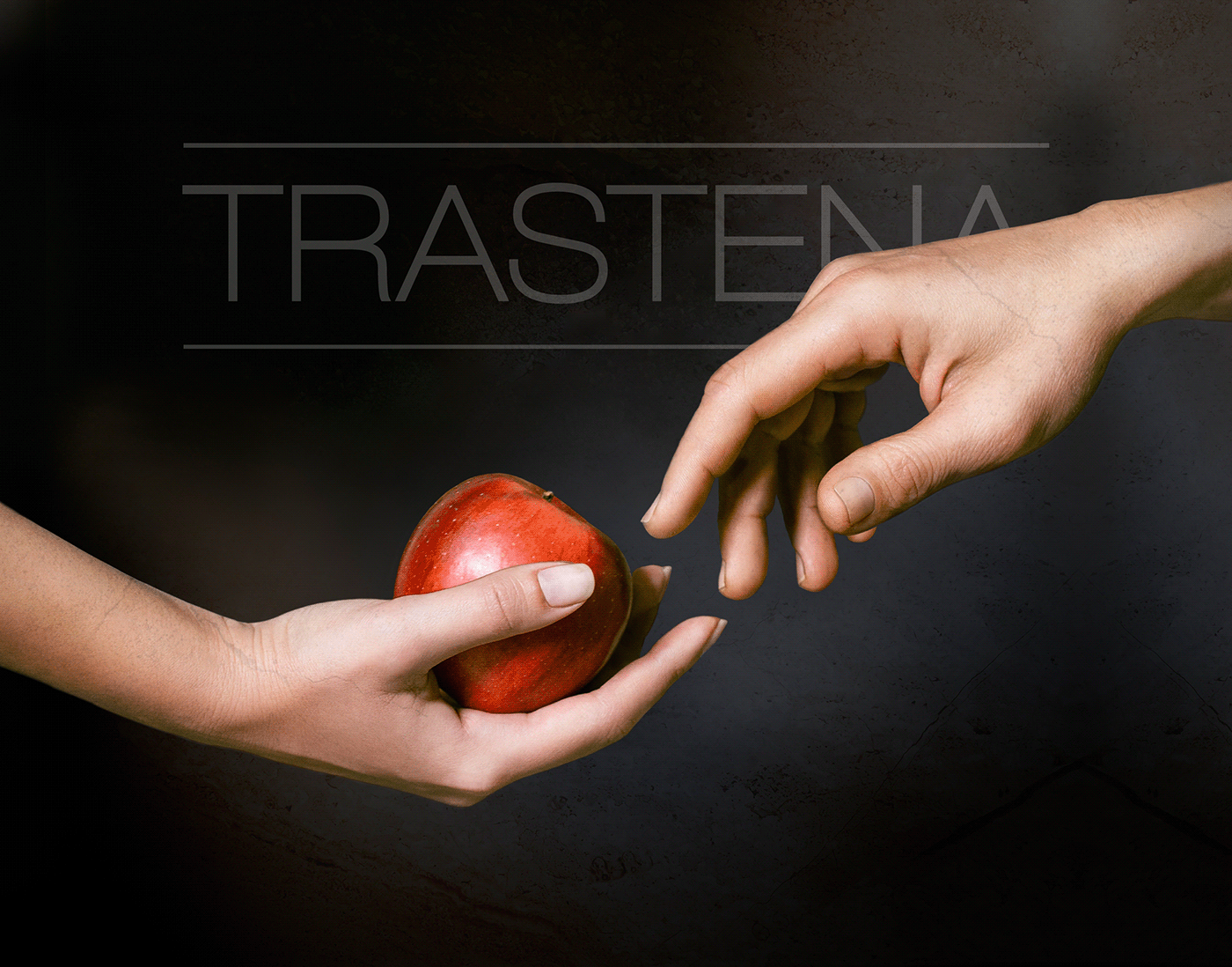 wine FRUIT WINE Label bottle apple strawberry crown Michelangelo Creation of Adam trastena
