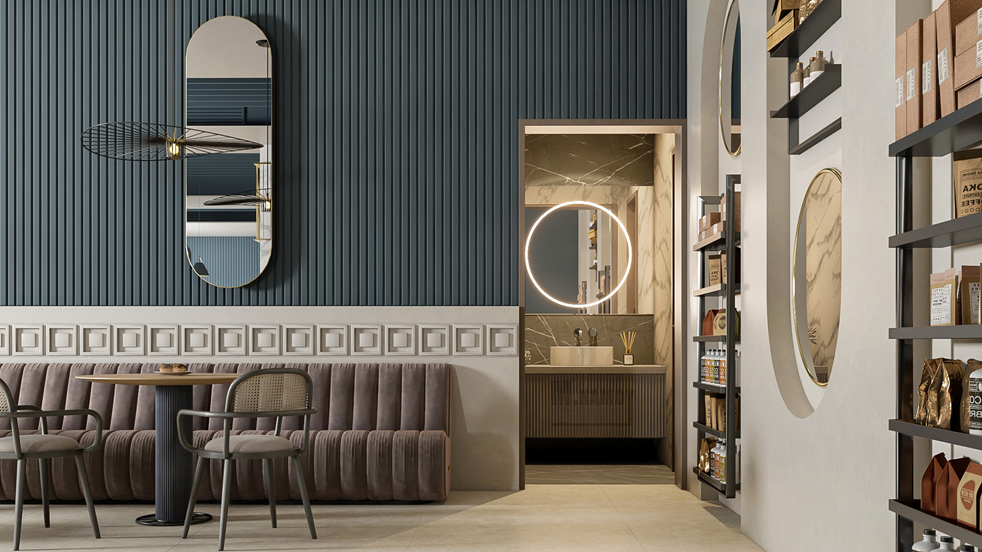 3ds max architecture cafe interior design  Render vray coffee shop restaurant visualization