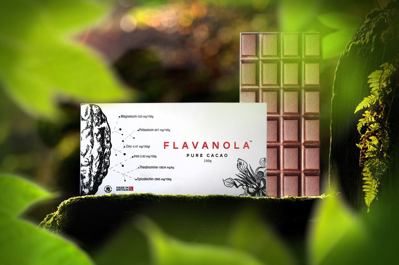 chocolate pure cacao flavanola packaging chocolate cacao illustration