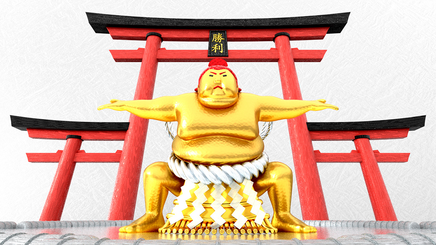 3dcg Character halftone japan metal SSS sumo traditional yokozuna