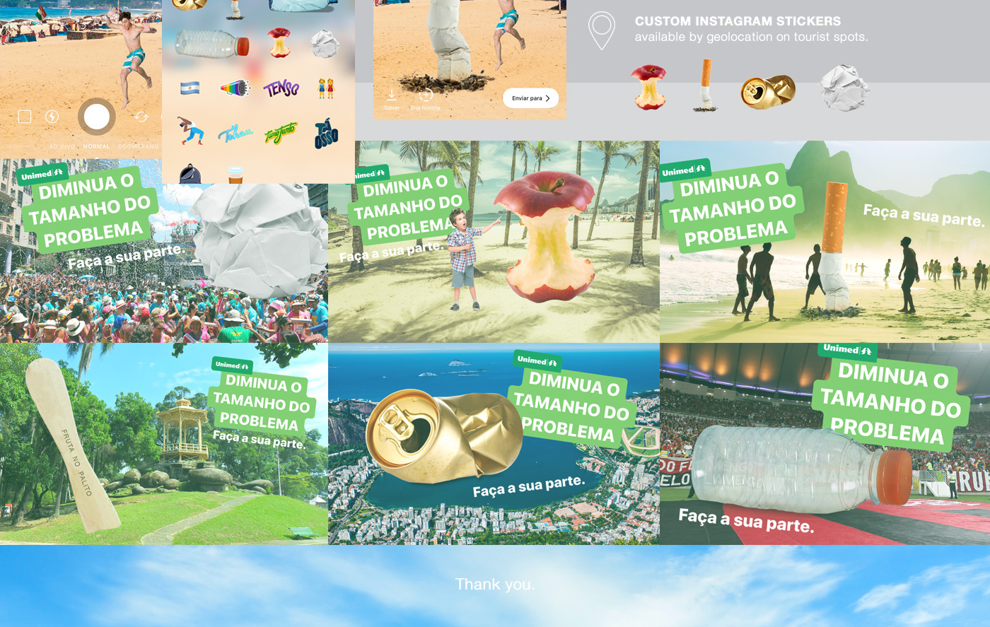 ativação activation live marketing app instagram Unimed digital stickers summer beach