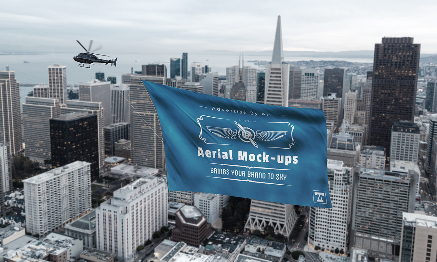 arial Advertising  Mockup graphic assets air helicopter flag aviation marketing   Military
