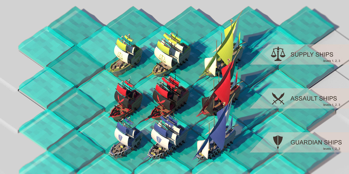 game concept concept art pirates 2D render 3D model Low Poly cartoon Isometric game ILLUSTRATION 