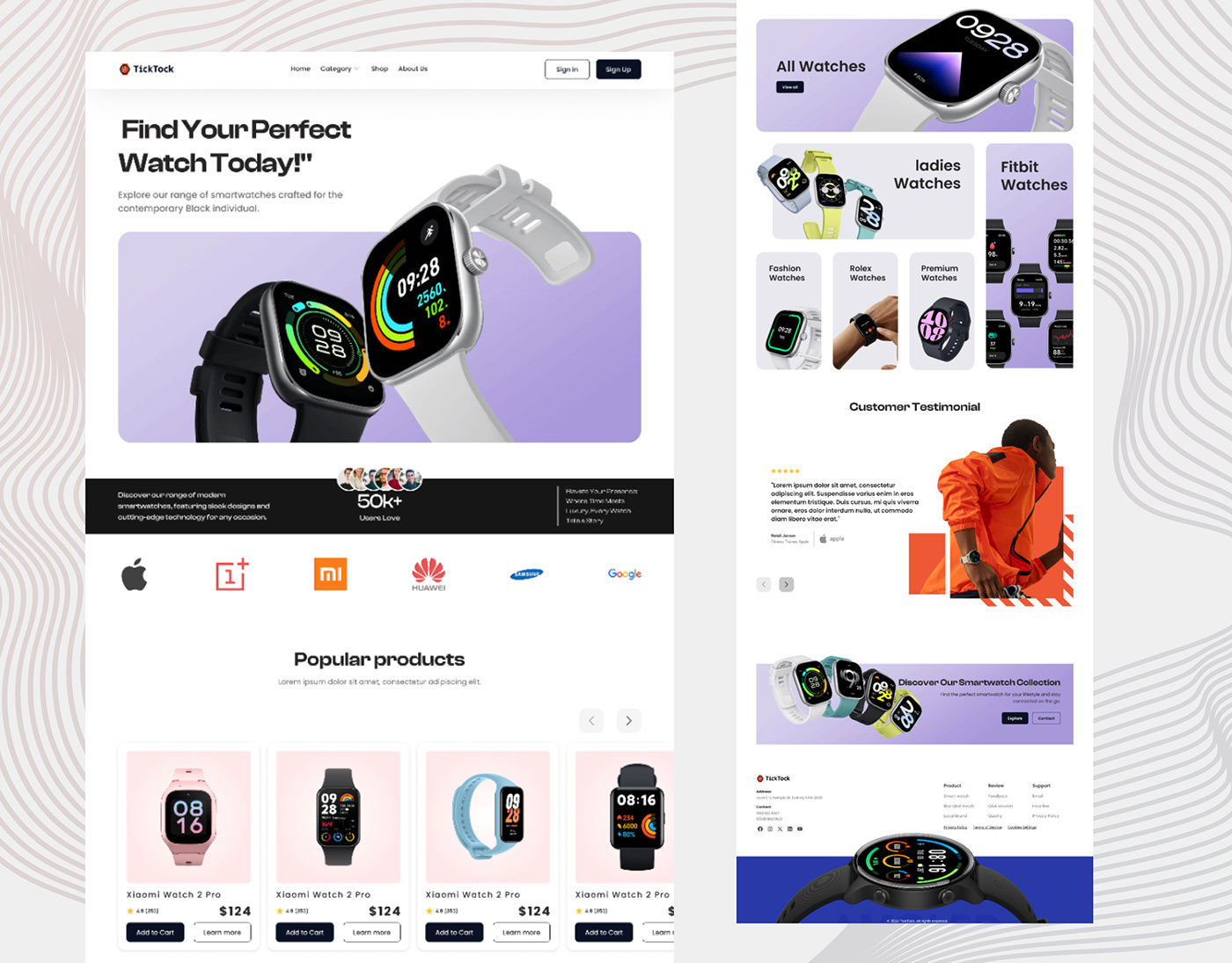 Startup Shopify online store E commerce Website Ecommerce Retail ui ux landing page homepage hand watch
