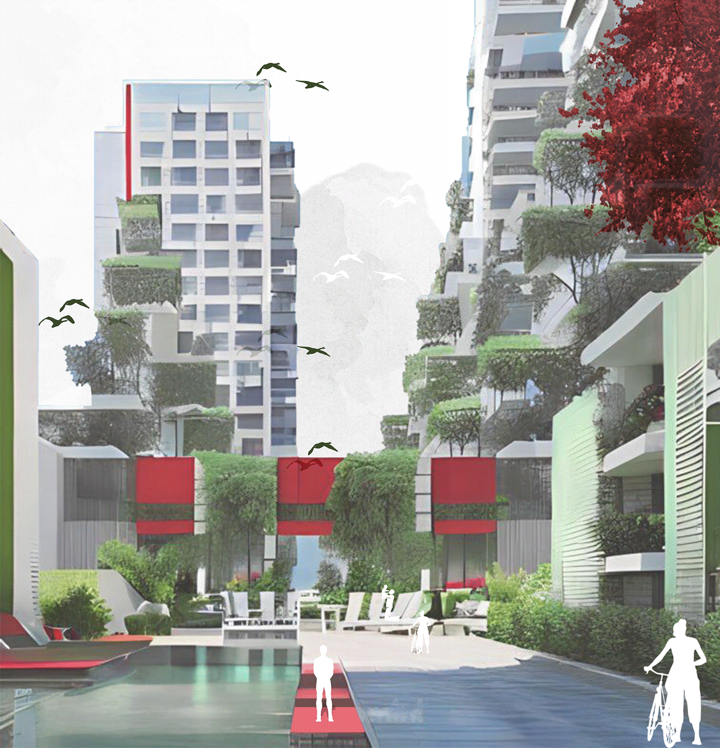 architecture Urban Design Landscape graduation project Incubator campus University red 3d modeling startup village