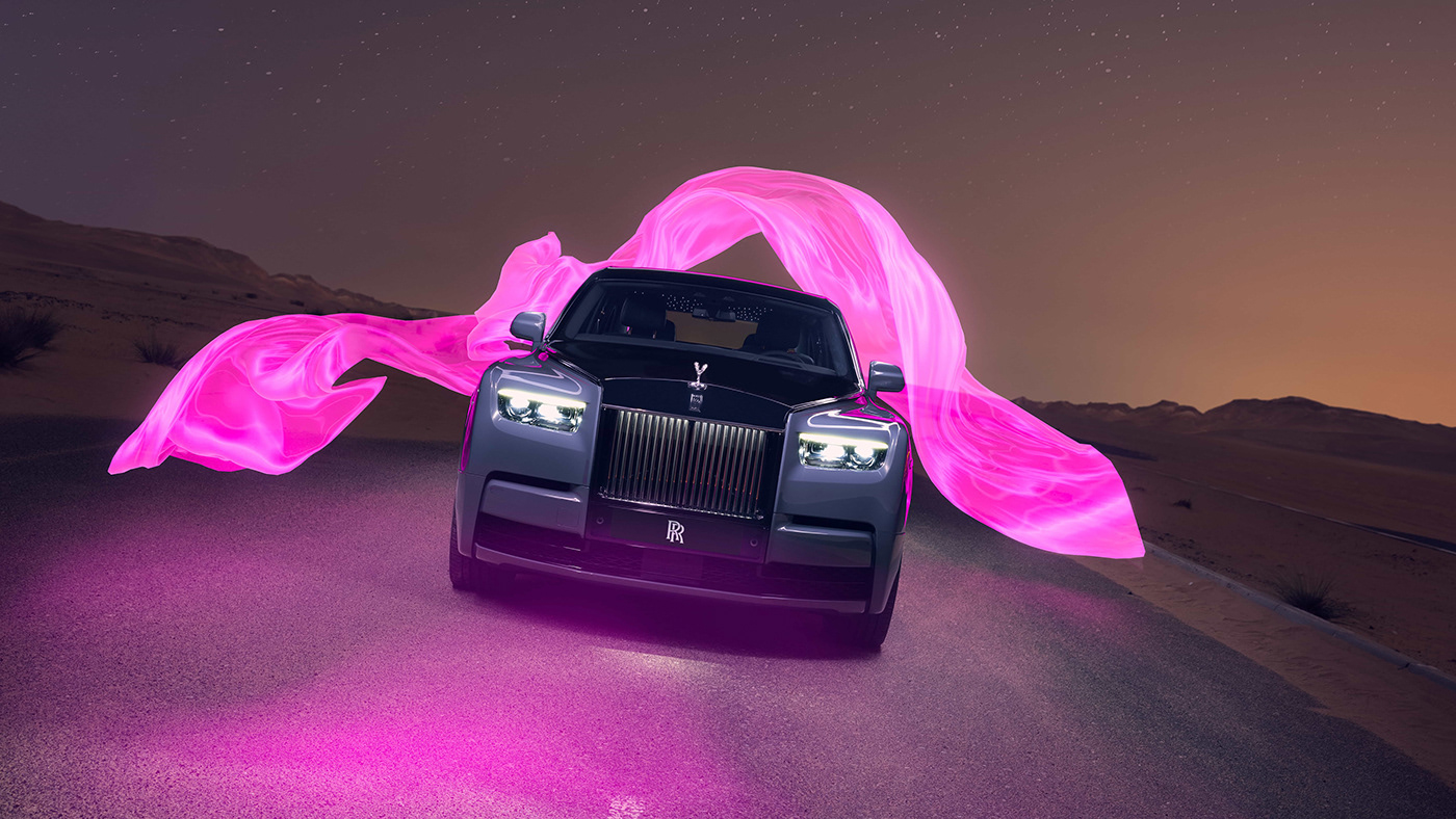 rolls royce light painting Automotive Photographer Automotive Photography pink car photography phantom
