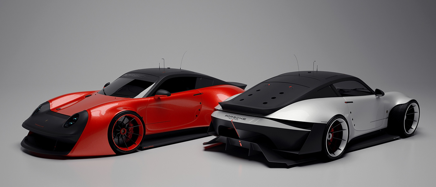 Concept Porsche cardesign car sketch prototype c4d Automotive design 24H Le Mans Porsche 911 bullfrog sketch Classic