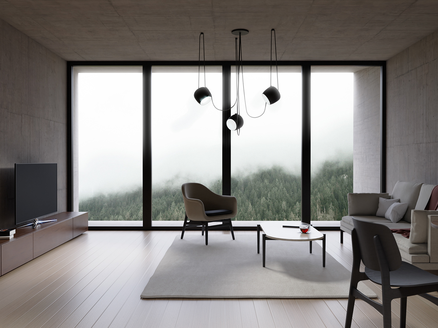 architecture CGI concrete Cottage design interior design  lea Render smpl visualizations