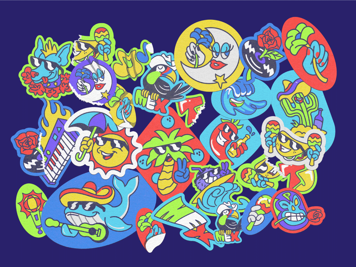 ILLUSTRATION  Character design  vector festival Music Festival graphic identity mexico tijuana stickers sticker pack
