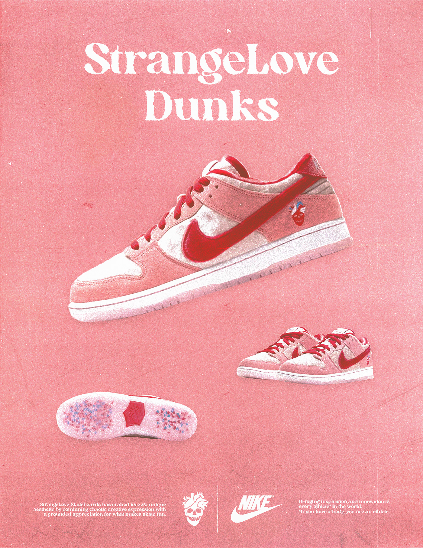 Fashion  footwear Nike pink poster shoes skateboard sneakers Strangelove valentine