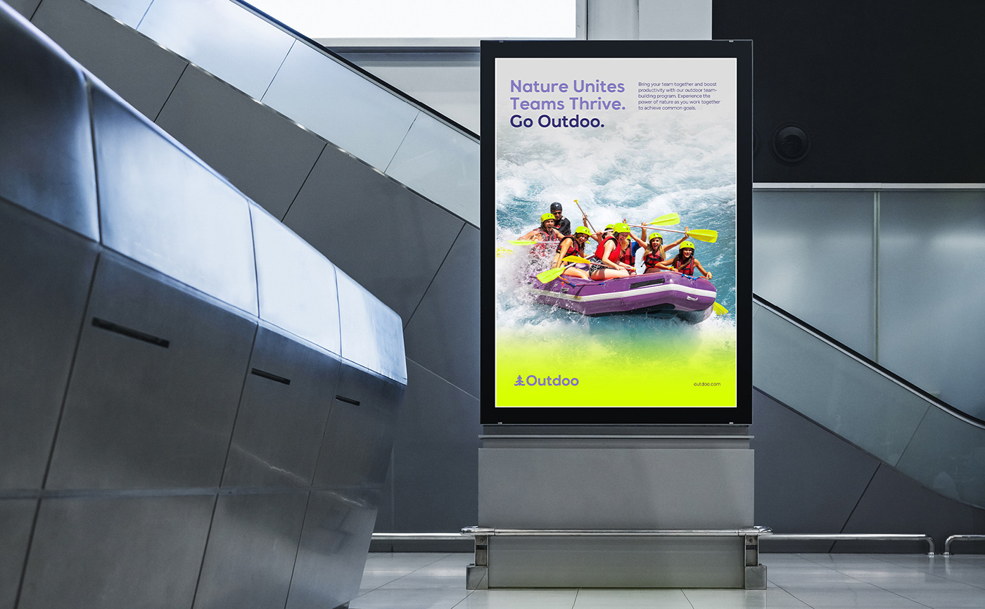 Advertisement of the outdoor teambuilding agency in a subway