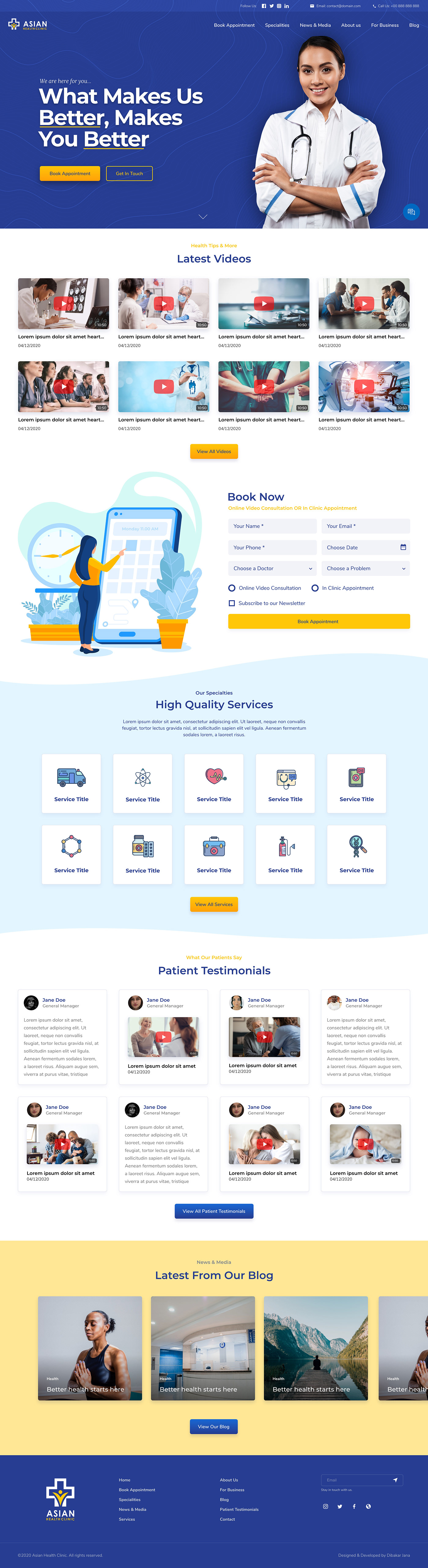 Book Apointment Clinic Website  medical Website Design