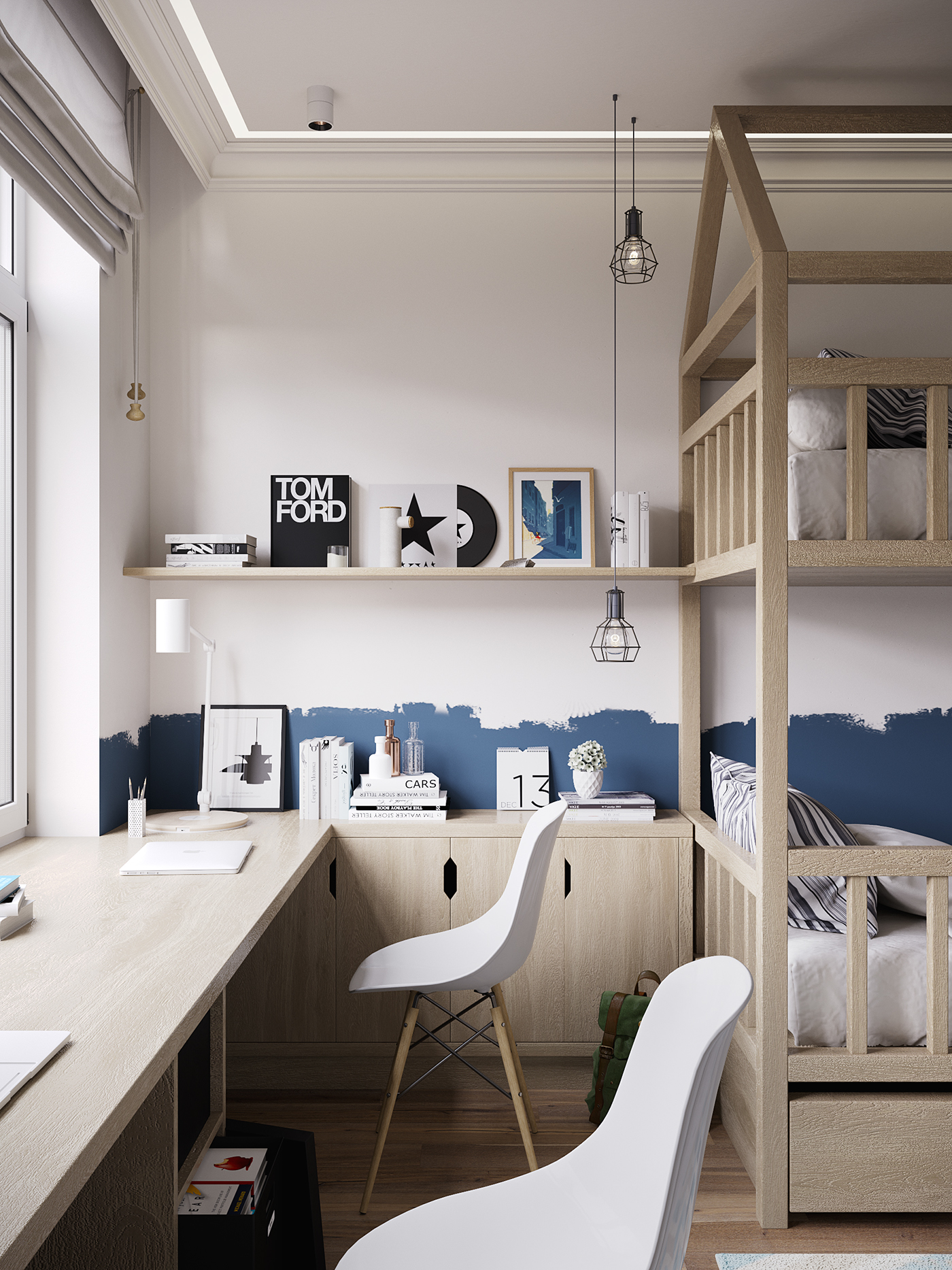 cartelledesign Interior design LOFT Scandinavian green blue 3dsmax coronarenderer