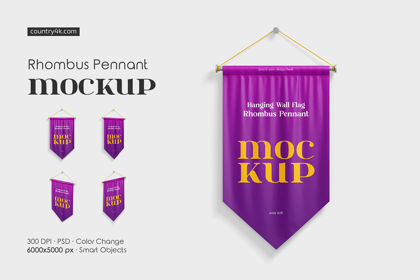 Mockup mockups wall flag pennant Advertising  banner medieval award Pennon