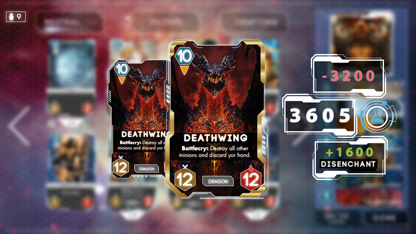 Hearthstone redesign game Illiustrator photoshop adobe Space  Theme cards card game