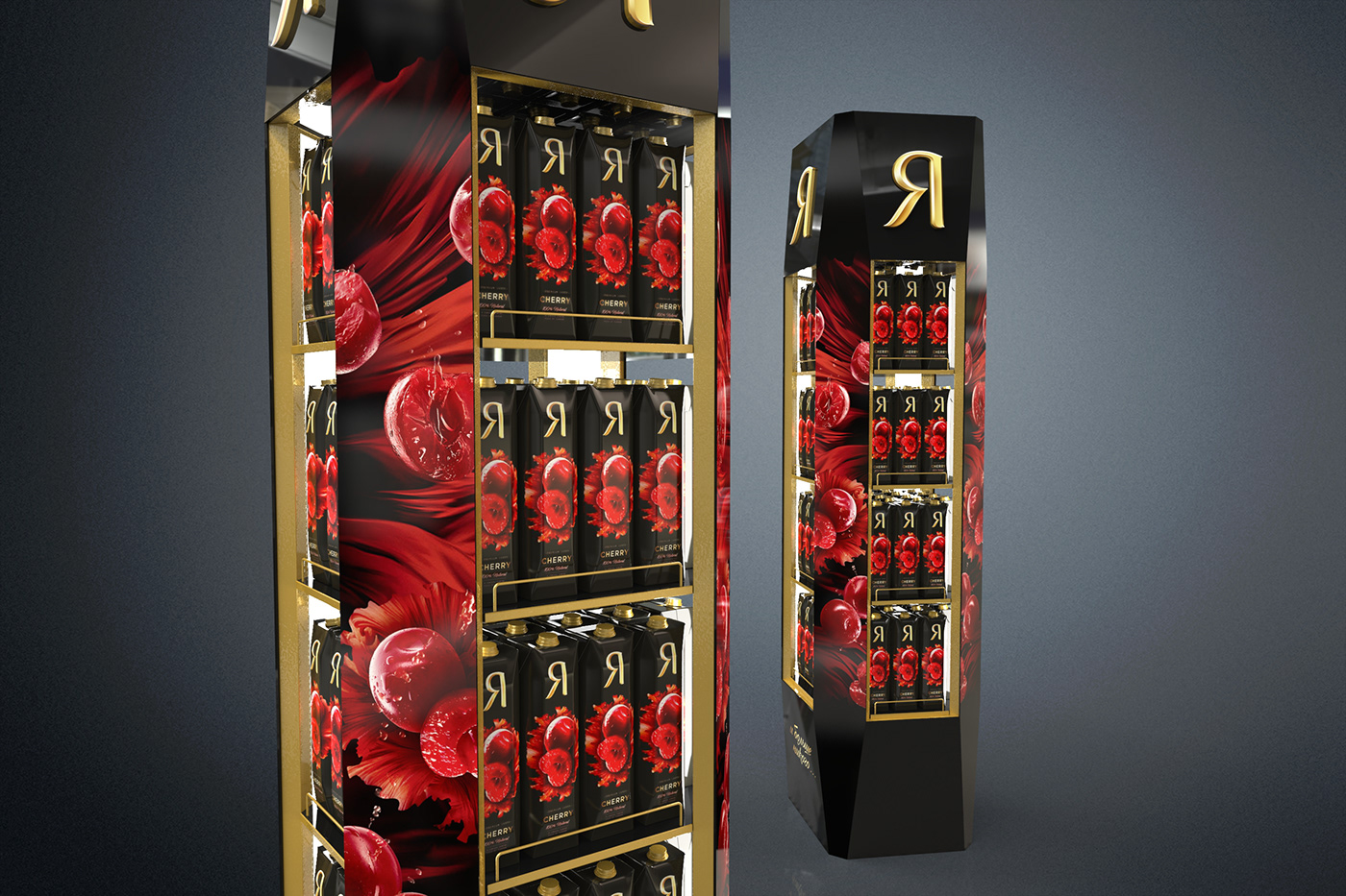 3D model 3d render drink Floor Display juice keyshot Pointofsaledisplay posm Retaildesign Rhinoceros