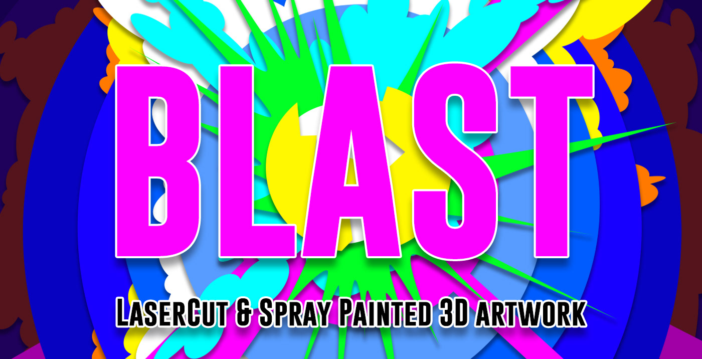 3D Boxed Frame Graffiti heidelberg Kombinatrotweiss laser cut Pop Art spray paint