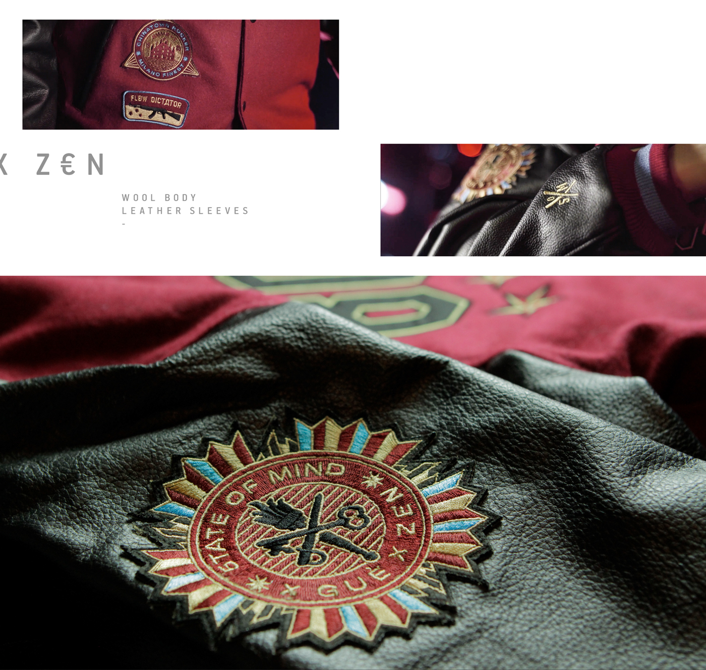 guè pequeno State Of Mind zen Varsity Jacket college patches russian Embroidery davide scarpantonio  Guercio