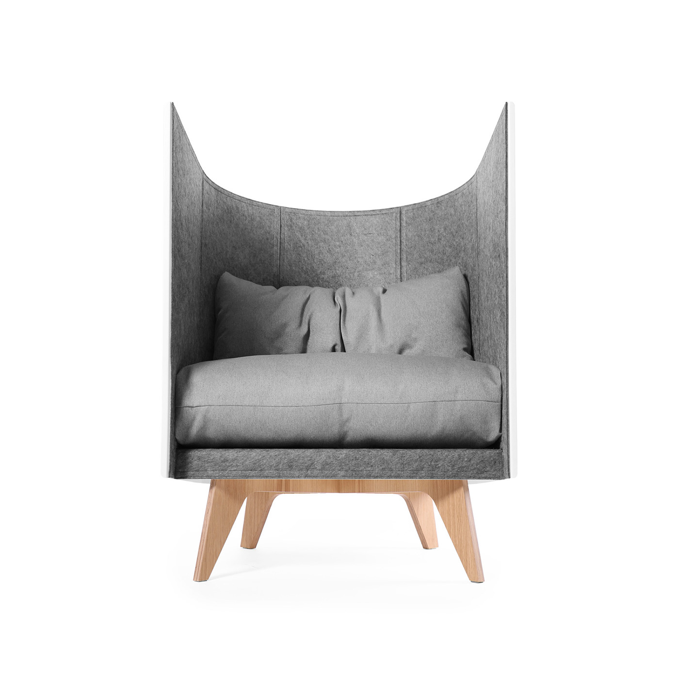 chair lounge V1 odesd2 felt aluminium White plywood hollowfiber chenille gray Minimalism ukrainian