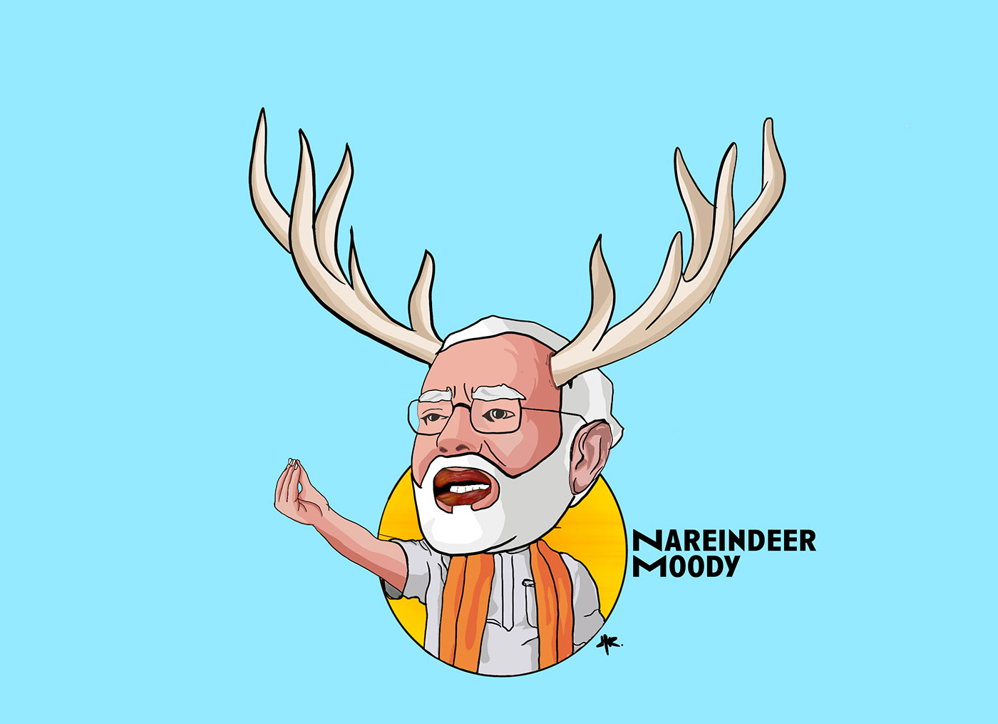 BJP digital illustration DigitalIllustration ILLUSTRATION  iPad ipad pro ipadpro Modi Moody Narendra Narendra Modi NarendraModi Procreate reindeer