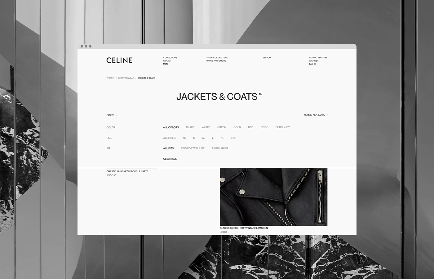 Celine concept e-commerce minimal monochrome redesign UI/UX Web Design  Website Design